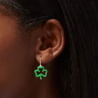 St. Patrick's Day Glitter Shamrock 1" Drop Earrings