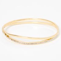 Gold Pave Rhinestone Double Bangle Bracelet