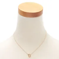 Gold Stone Initial Pendant Necklace