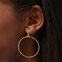 Gold 1'' Circle Hoop Drop Earrings