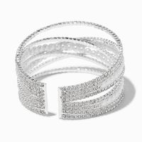 Silver Rhinestone & Pearl Statement Cuff Bracelet