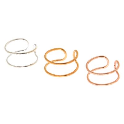 Mixed Metal Wire Ear Cuffs - 3 Pack