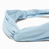 Light Blue Silky Bow Twist Headwrap