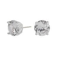 Sterling Silver Cubic Zirconia Round Stud Earrings - 7MM