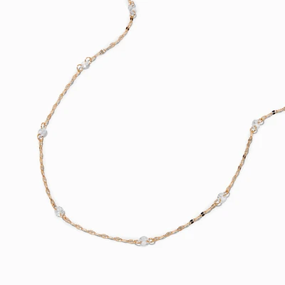 Gold-tone Cubic Zirconia Disco Chain Necklace