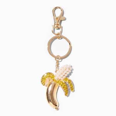 Rhinestone & Pearl Banana Keychain