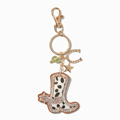 Embellished Cowboy Boot Gold-tone Keychain