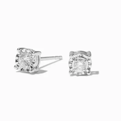 Laboratory Grown Diamond 2MM Round Basket Sterling Silver Stud Earrings 0.06 ct. tw.