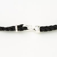 Black Leather Look Braided Wrap Bracelet