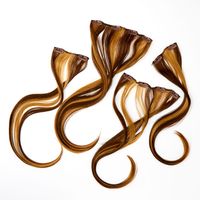 Ombre Faux Hair Clip In Extensions - Brown, 4 Pack