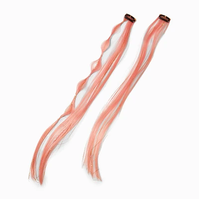 Peach Bubble Braid & Straight Faux Hair Clip In Extensions - 2 Pack