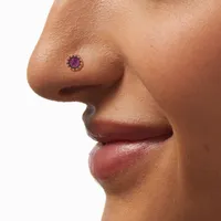 18K Rose Gold Plated Titanium Purple 20G Nose Stud