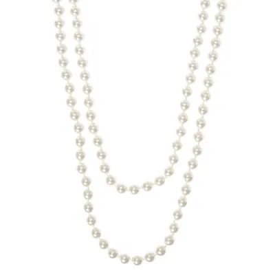 60" White Pearl Necklace