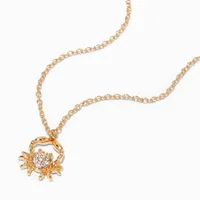 Gold Zodiac Symbol Pendant Necklace - Cancer