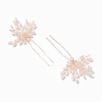 Blush Pink Pearl Floral Spray Hair Pins - 2 Pack