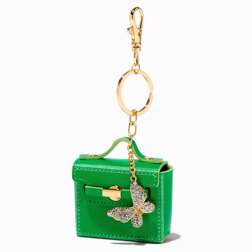 Butterfly Charm Green Purse Keychain