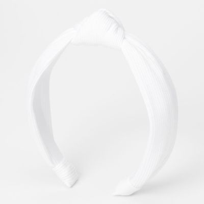 Knotted Ribbed Knit Headband - White