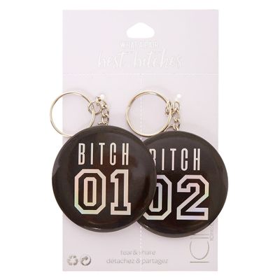 Bitch 1 + Bitch 2 Mirror Keychains