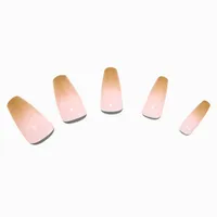 Gold Metallic Tip Squareletto Vegan Faux Nail Set - 24 Pack