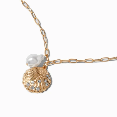 Starfish, Shell, & Pearl Gold-tone Pendant Necklace