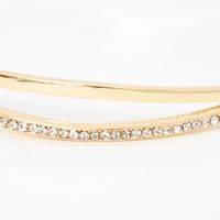 Gold Pave Rhinestone Double Bangle Bracelet