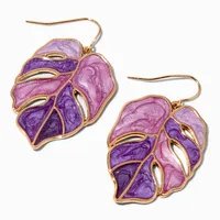 Purple Palm Leaf Monstera 1.5" Drop Earrings