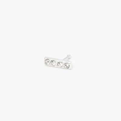 Sterling Silver 20G Embellished Bar Nose Stud