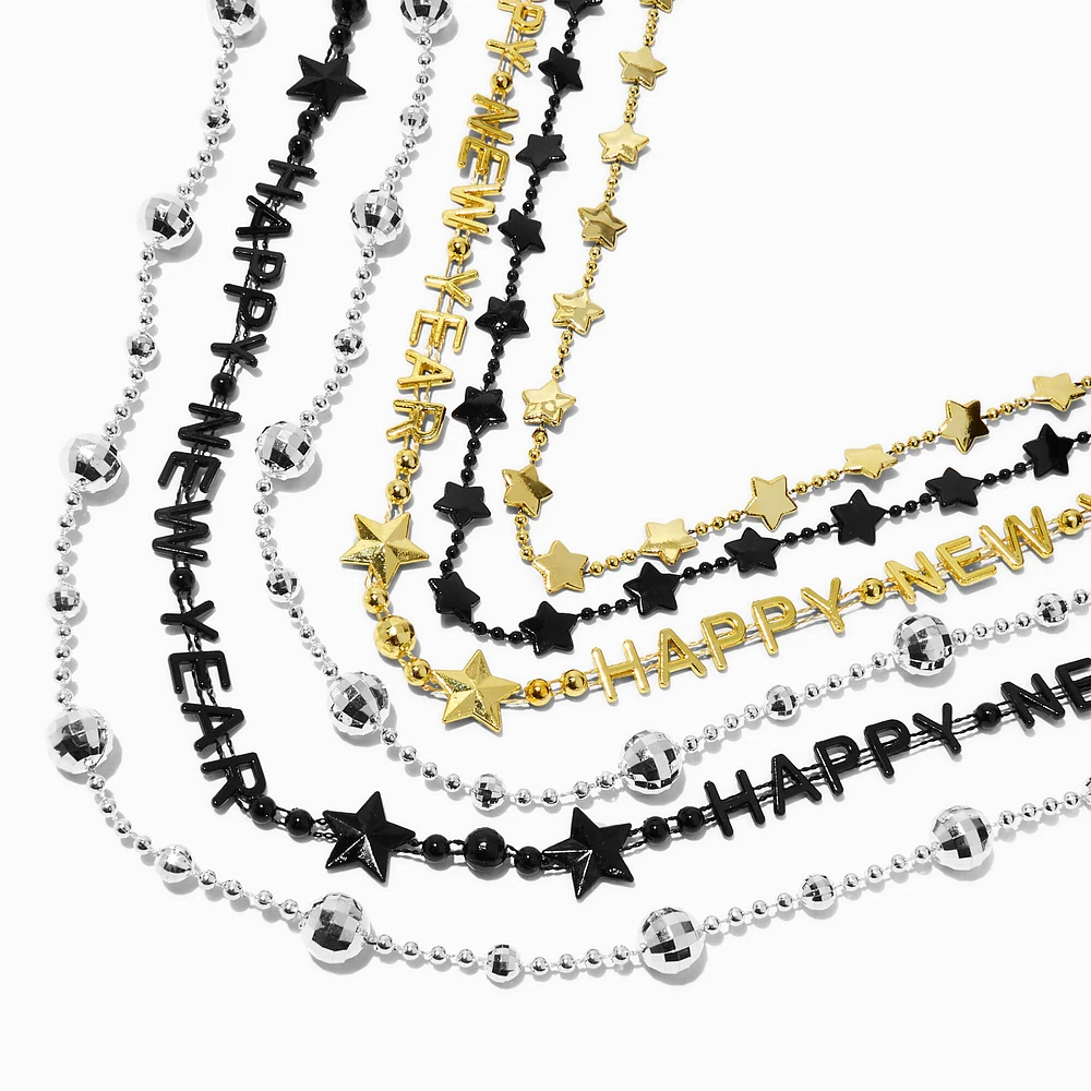 "Happy New Year" Beaded Necklaces - 6 Pack