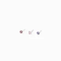 Sterling Silver Embellished 22G Nose Rings - 3 Pack