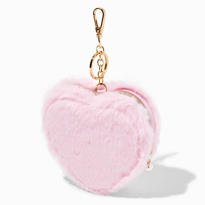 Pink Furry Heart Coin Purse