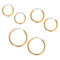 Gold Graduated Mixed Earrings - 9 Pack