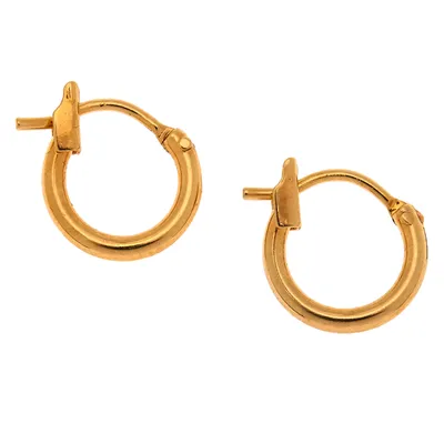 18kt Gold Plated 10MM Hinge Hoop Earrings