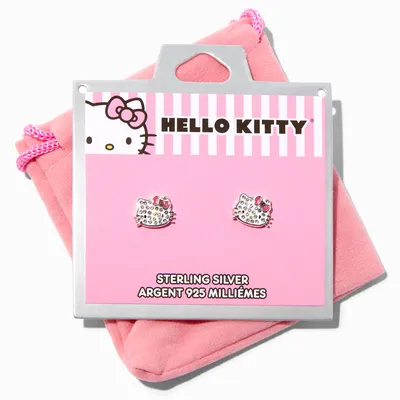 Sterling Silver Hello Kitty® Pavé Crystal Stud Earrings