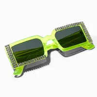 Embellished Neon Yellow Rectangular Sunglasses