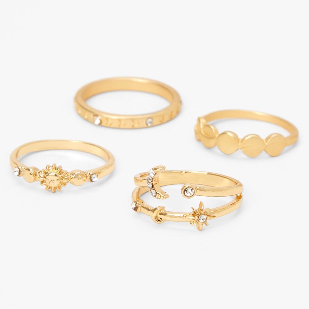 Gold Celestial Embellished Rings - 4 Pack