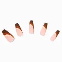 Brown Swirl Tip Squareletto Vegan Faux Nail Set - 24 Pack