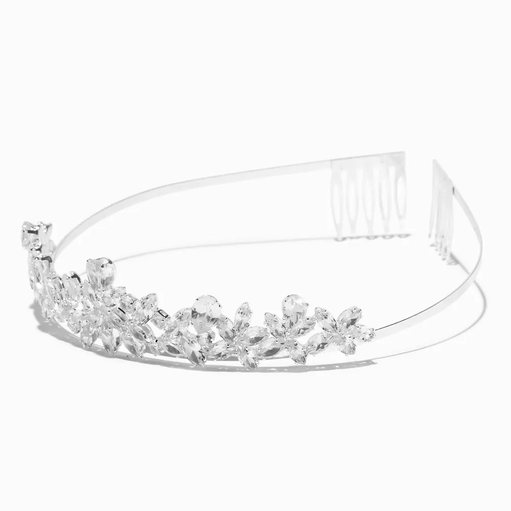 Silver Rhinestone Leaf Tiara