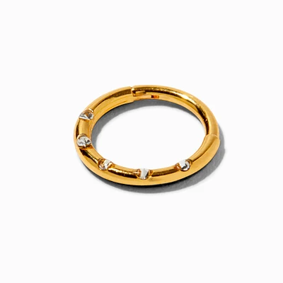 18k Gold Plated 18G Titanium Crystal Hoop Nose Ring