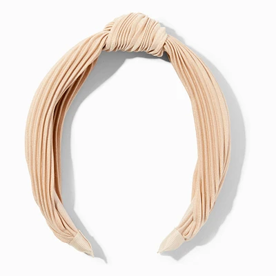 Champagne Pleated Knotted Headband