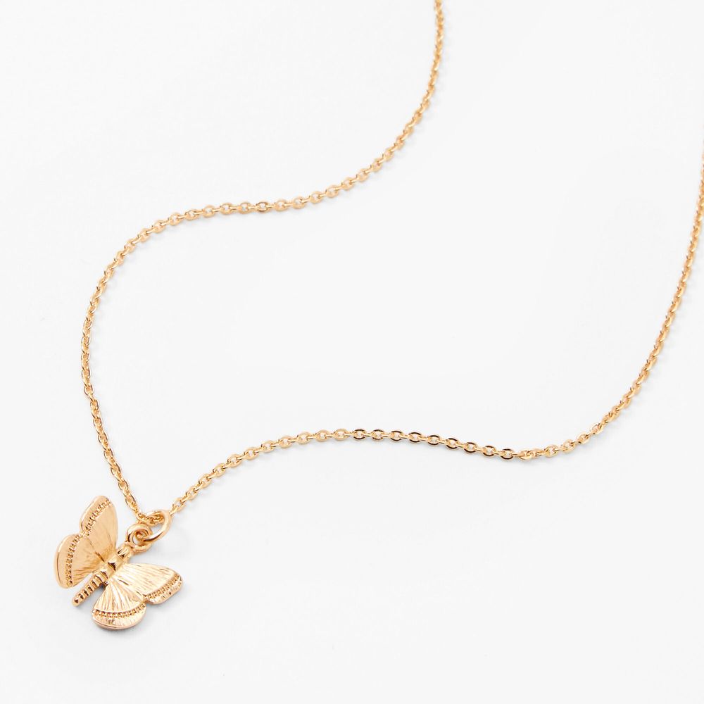 Gold 3D Butterfly Pendant Necklace