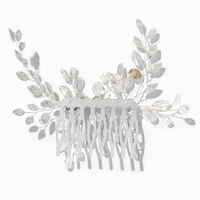 Silver Rhinestone Floral Spray Hair Comb