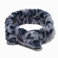 Gray Leopard Furry Makeup Bow Headwrap