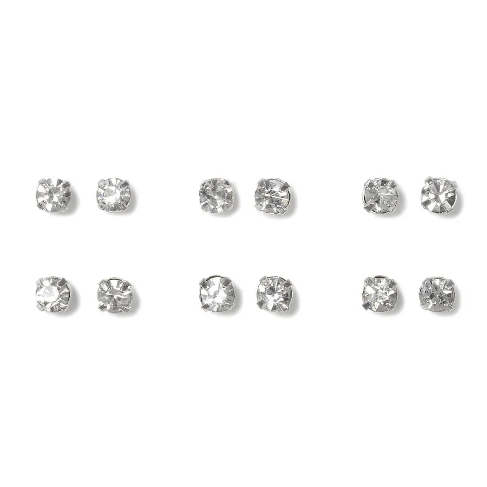 Crystal Stud Earrings  - 6 Pack