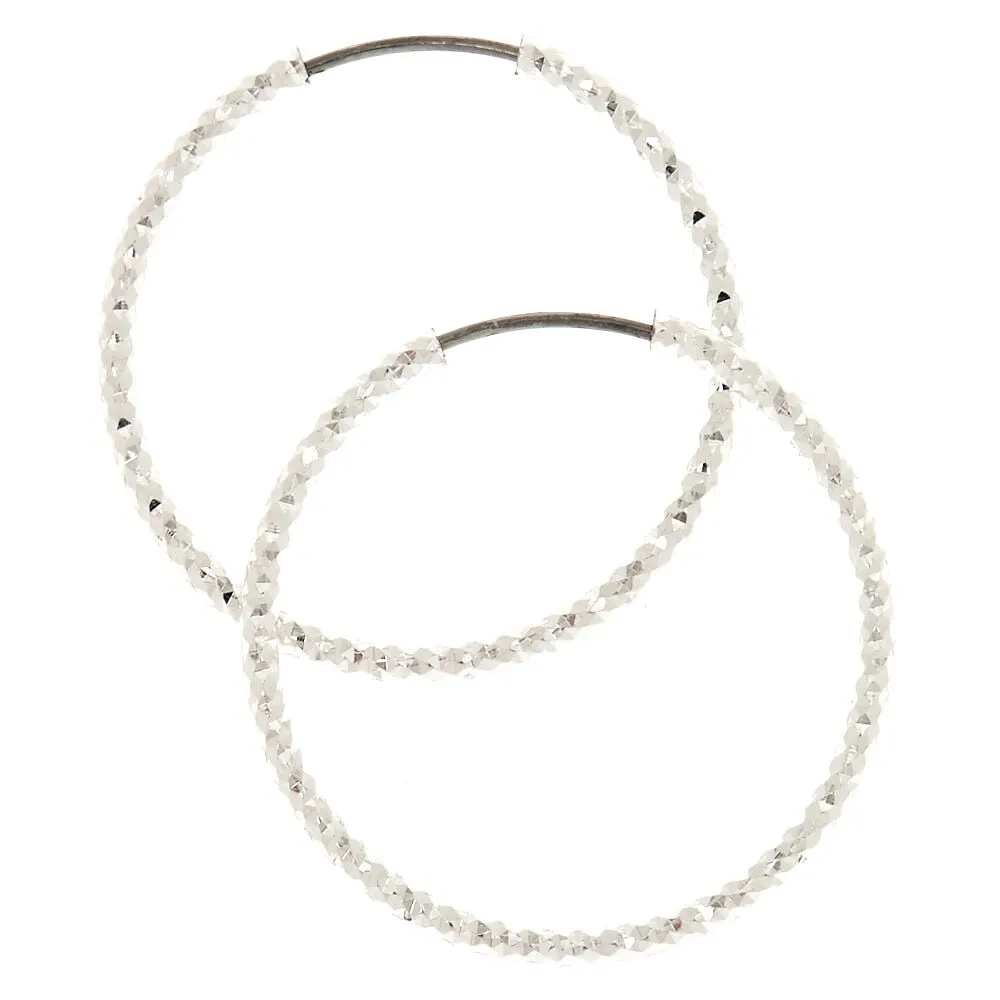 25MM Laser Cut Silver Hoop Earrings