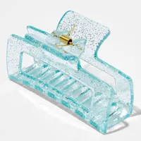 Medium Rectangle Blue Glitter Hair Claw