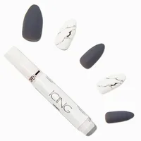 Matte Marble Stiletto Vegan Faux Nail Set (24 Pack)