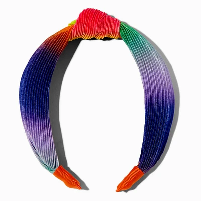 Bright Rainbow Pleated Knotted Headband