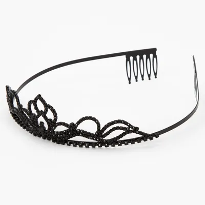 Black Rhinestone Mini Lotus Tiara