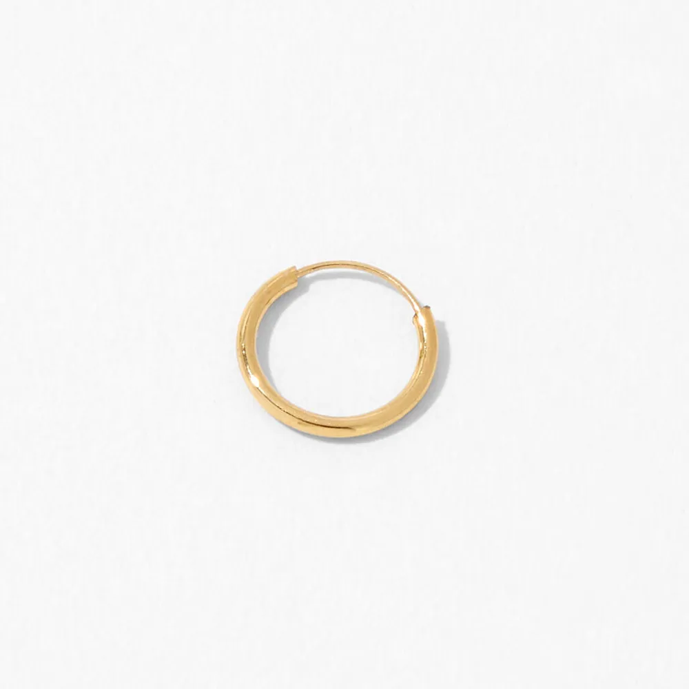 18kt Gold Plated Single 10MM Huggie Hoop Earring