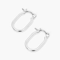 Silver 15MM Thin Oval Hoop Earrings